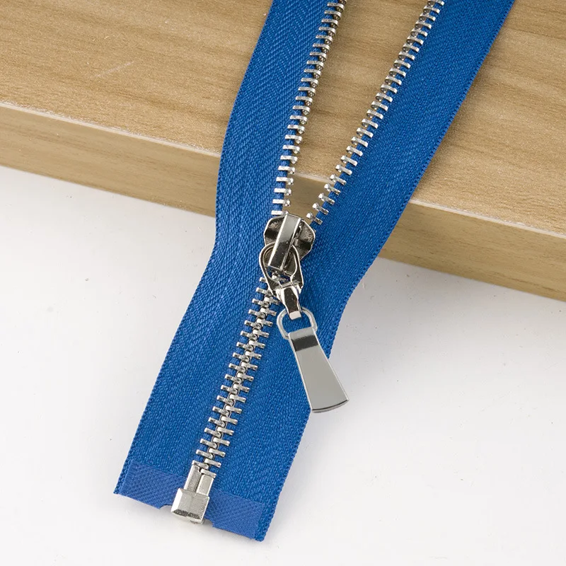 SilverBlue 1/3 шт 85 см 5# металлическая молния открытый конец самофиксирующийся пуховик пальто молния DIY пошив костюма аксессуары для ремонта одежды ZA010 - Цвет: SilverBlue