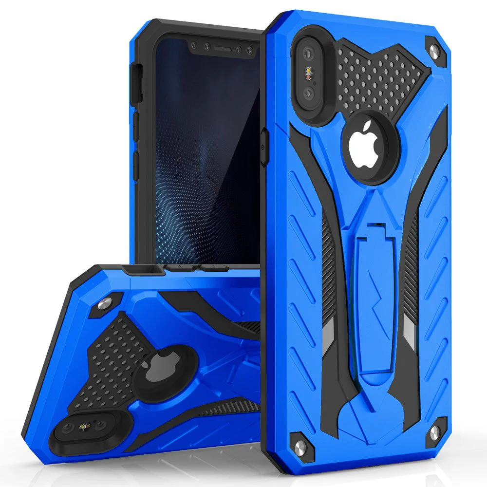 Роскошный защитный чехол для iphone XS XR XS MAX X 7 8 6 6s Plus 11 Pro MAX 11Pro чехол для телефона Silm 2 в 1 двойная Защитная крышка - Цвет: Синий