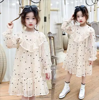 

2019 wholesale girls ruffles dress cotton fashion autumn girls princess dresses 4-9t B139