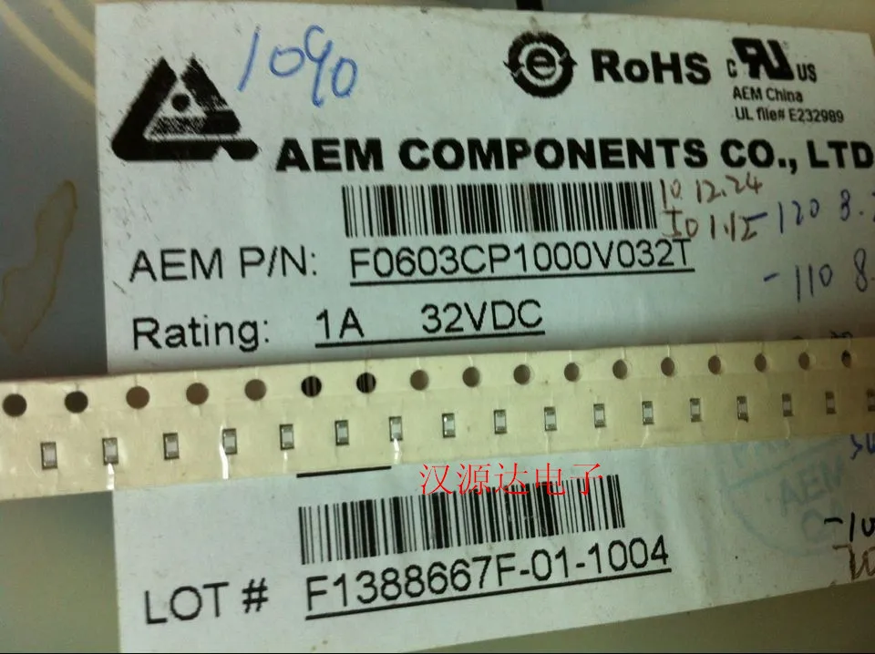 50 шт./лот SMD предохранитель F0603CP1000V032T 1608 1A 32V Быстрый Предохранитель 100% новый и