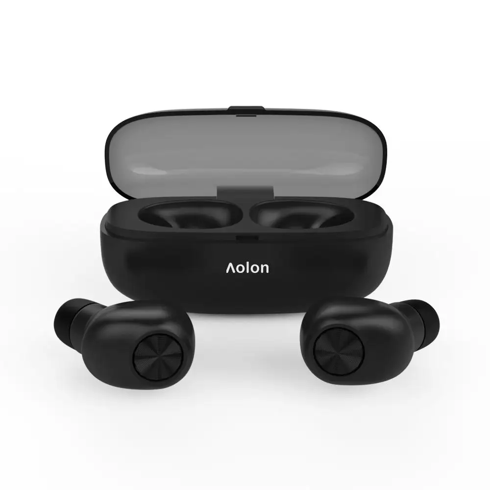 Aolon HD вызов беспроводные наушники Bluetooth 5,0 наушники IPX6 Водонепроницаемый Стерео шумоподавление гарнитура с микрофоном - Цвет: Черный