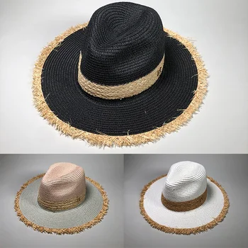 

Elegant England Summer Wide Beach Straw Hat Sun Protection Uv Hat Sun Hat Beach Woven Jazz Cap