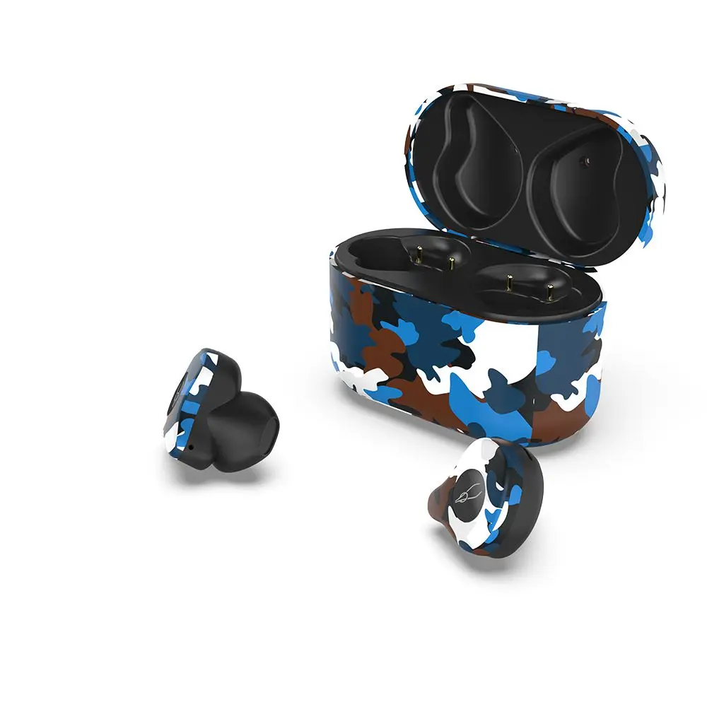 Caribbean Водонепроницаемый Camo Bluetooth наушники Авто пара стерео музыка вызов бинауральные наушники беспроводные BT 5,0 гарнитура с зарядным ящиком - Цвет: Caribbean
