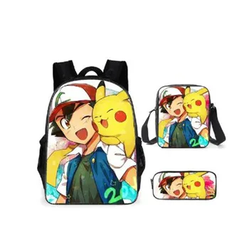 

3pcs/set Pikachu Anime Prints Cartoon School Bags for Boys Children's Large Backpack Kids Primary Schoolbag Mochila Bagpack