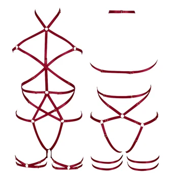 

Body Harness Sexy Lingerie Set Goth Cage Bra Fetish Chest Hollow Out Full Strappy Bondage Adjust Plus Size Tops Club Party Rave