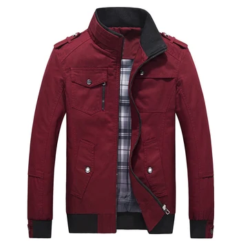 

Fashinon Casual Men Coat Solid Color Stand Collar Multi Pockets Jacket Winter Autumn Zipper S-lim Coat For Men's Coat Jacket