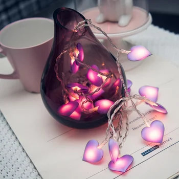 

Heart Shaped LED Lights String Cloth Art Small Colorful Lights Battery Powered for Home Garden Party Decoration