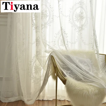 

Lace Curtain for Living room European Peony Flower Window Gauze Curtains For Girls Bedroom Mosquito Net Tablecloth Fabric M190Y