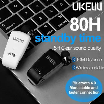 

Newest Portable Business Wireless Bluetooth Headset Telescopic Type Collar Clip HD Sound Quality Earphone with Mic #A