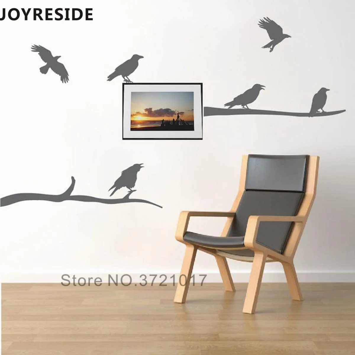 JOYRESIDE, птицы, ворона, наклейка на стену, холлоуин, украшение дома, наклейка на стену, художественный дизайн, виниловый Настенный декор, птицы, ветви, WM026