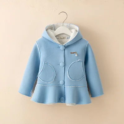 Blue1 Детская куртка; сезон зима-осень-весна плотное теплое вельветовое пальто для девочек милое замшевое пальто с ворсом для малышей милая детская одежда; куртки - Цвет: Blue1