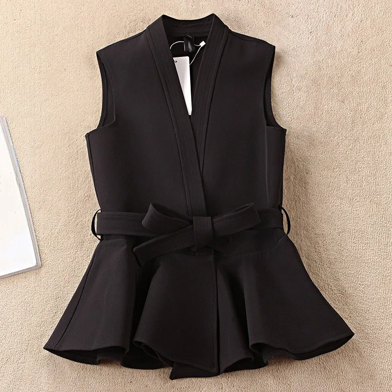 2019 S 2Xl New Ol Fashion Women Suit Vest Short Style Sashes Slim