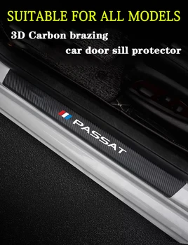 

4pcs Car Door Sill Leather Decals For PASSAT b5 b6 b7 b8 cc accessories 2 Car Door Sill Plate Pedal Cover Trim Car Accessories