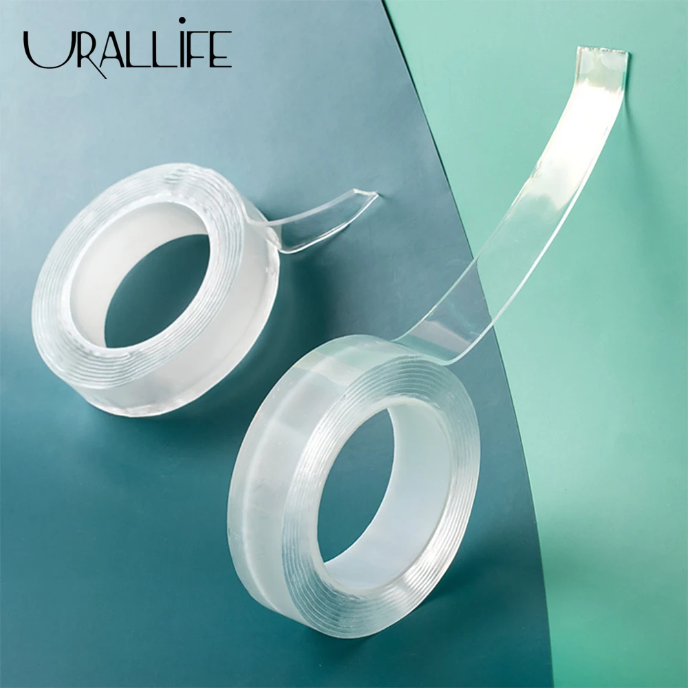 

Urallife Nano Adhesive Tape Double Side Magic Glue Transparent Trackless Magic Tape Fixed Glass Wall Universal Adhesive Sticker