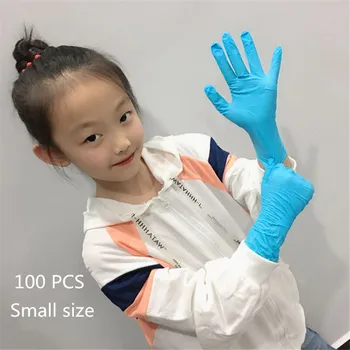 

100pcs Nitrile Gloves Children's Blue Disposable Latex Gloves Protective Safety Gloves Universal for Left and Right Hands Kids
