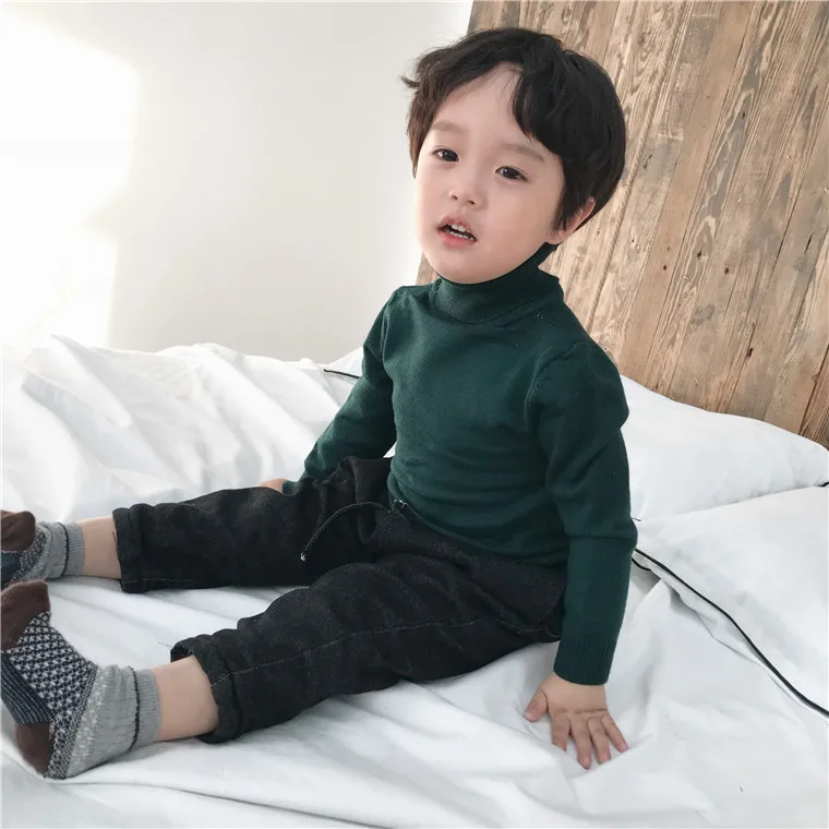 20181 Autumn And Winter New Style Childrenswear Children High Collar Knitted Sweater Base Shirt Girls Slim Fit Knitted Pullover