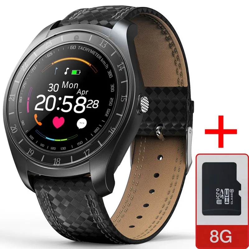 V10 Смарт-часы для мужчин с камерой Bluetooth Smartwatch Шагомер монитор сердечного ритма с sim-картой TF наручные часы для Android - Цвет: black add 8G