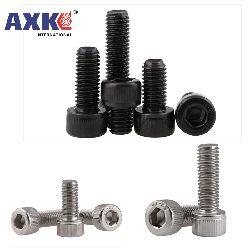5-50Pcs M1.6 M2 M2.5 M3 M4 M5 M6 M8 *L DIN912 Stainless Steel Hex allen Socket Cap Head Screw or Black grade 12.9 Metric Screws hexagon socket head bolt hex socket screw hexagon socket screw hexagon socket head screw stainless steel screw