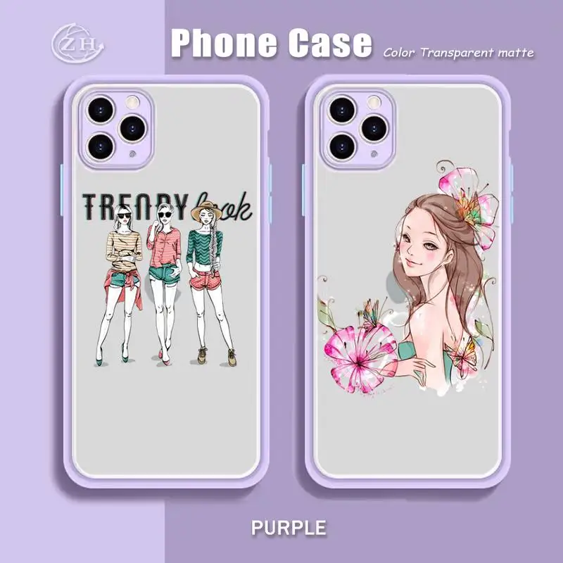 Модный чехол для телефона девушек фиолетовый мятный матовый цвет IPhone X XS Max XR 7 8 6 6S