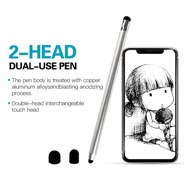 Generic (blue)14cm Universal Pencil Double Dual Silicon Head Touch  Capacitive Screen Stylus Caneta Capacitiva Pen For Ipad Tablet Smartphone  MAA