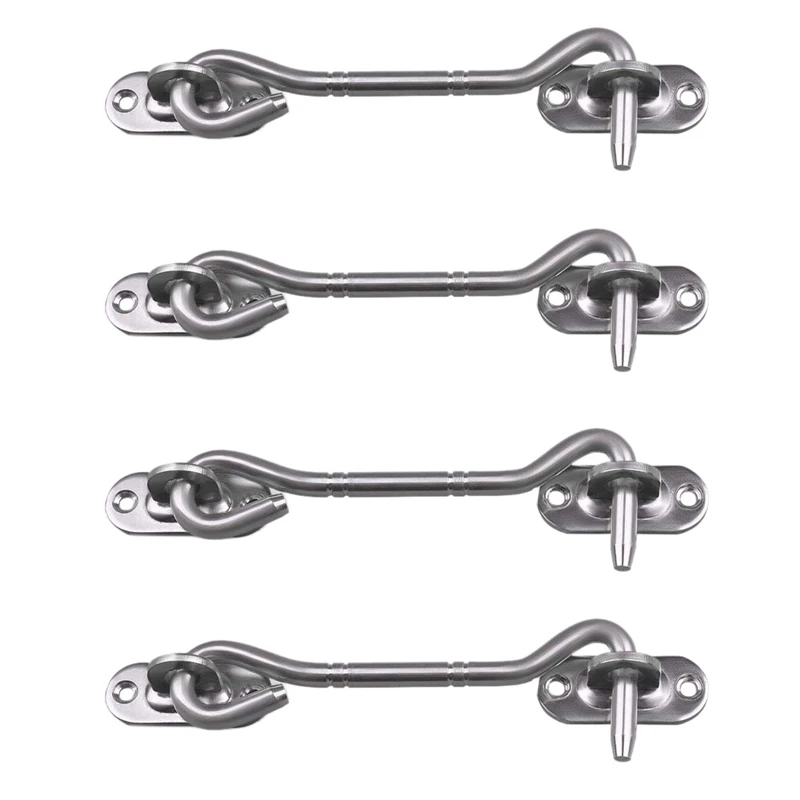 

Cabin Hook Eye Latch For Doors,4 Pack Privacy Hook With Mounting Screws For Gate Window, Slide Barn Door Latch Hook In Solid P