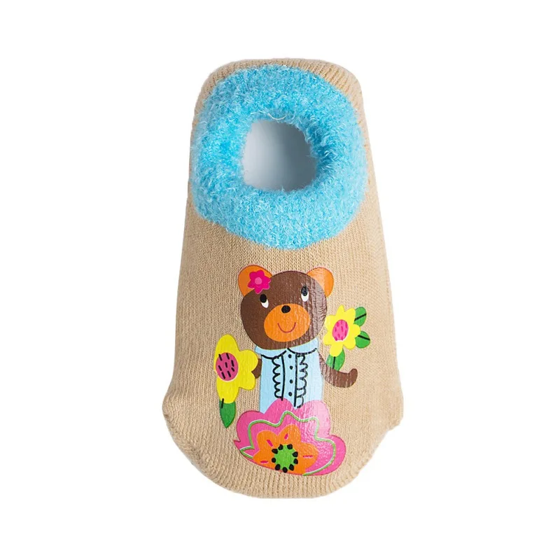 33 цвета, хлопковые зимние носки детские Нескользящие носки-тапочки для маленьких мальчиков и девочек От 1 до 12 лет носки с резиновыми рисунками животных для малышей - Цвет: 31