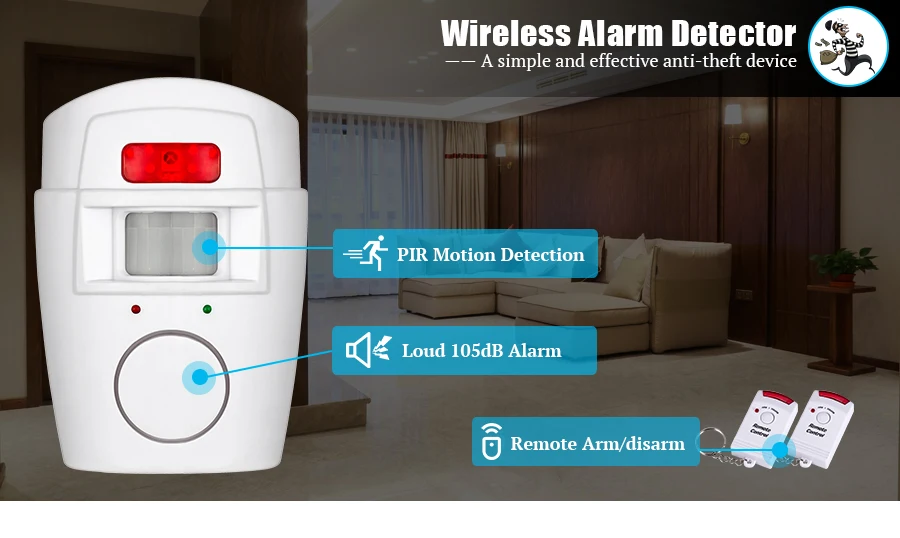 Система Сигнализации s Домашняя безопасность оповещения инфракрасный датчик Противоугонная PIR 110 дБ детектор движения монитор Беспроводная система+ 2 пульта дистанционного управления
