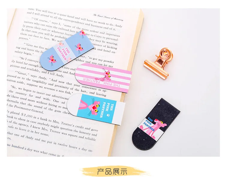 Kawaii магнитная закладка милый мультфильм розовый леопард книги маркер для студентов, учителя, школы, офиса, канцелярские товары, скрепки, закладки для книг