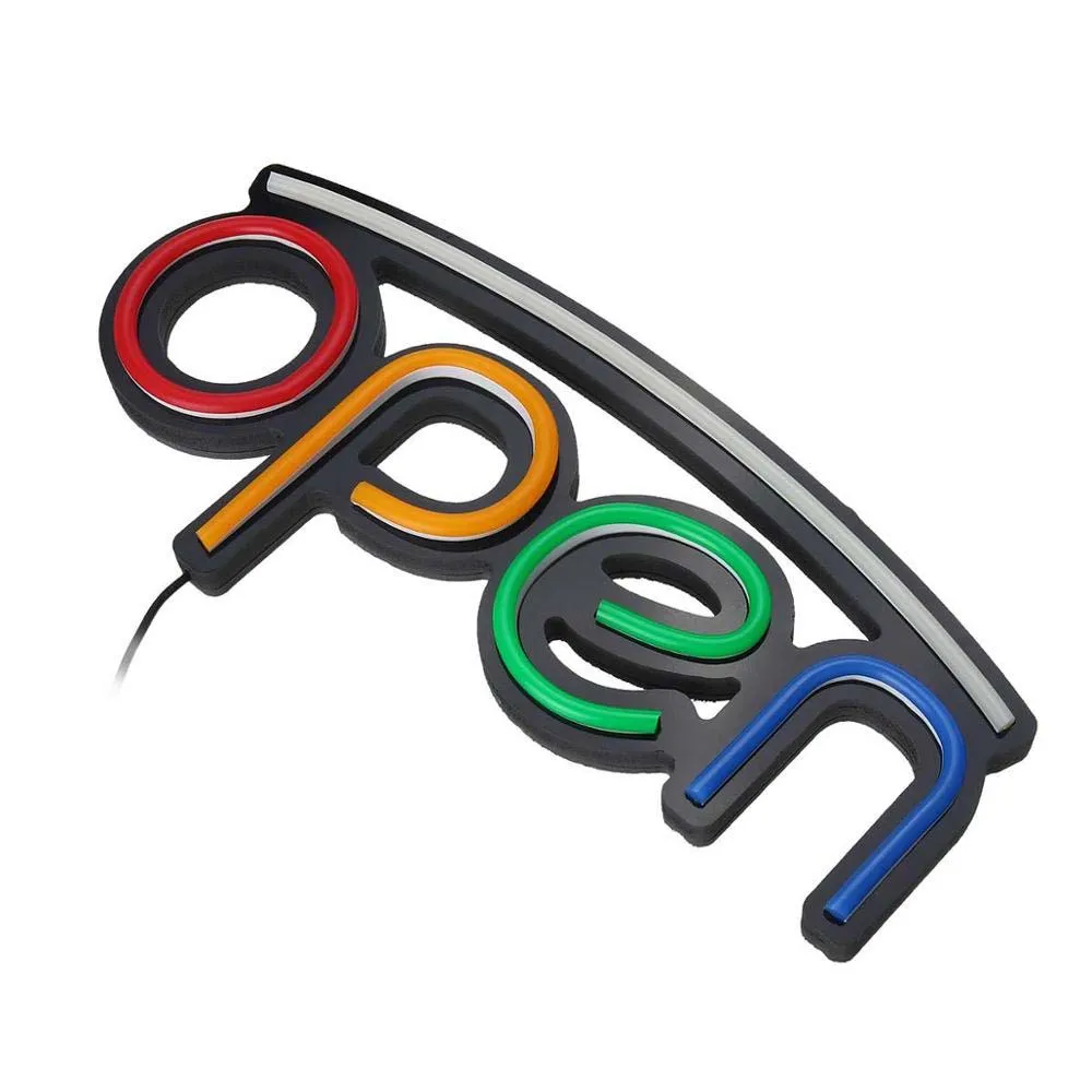 New OPEN Neon LED Light Tube Handmade Visual Artwork Bar Club KTV Wall Decorat EU Plug Commercial Lighting Colorful Neon Bulbs 3