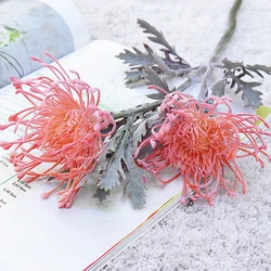 Elegant Artificial Pincushion Flowers with Short Branch for Home and Wedding Decoration (Pink)