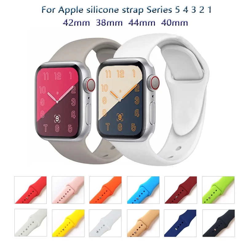 Мягкий силиконовый спортивный ремешок для наручных часов Apple Watch 38 мм/42 40 мм 44 дышащие браслет ремешок для наручных часов iwatch серии 5/4/3/2/1