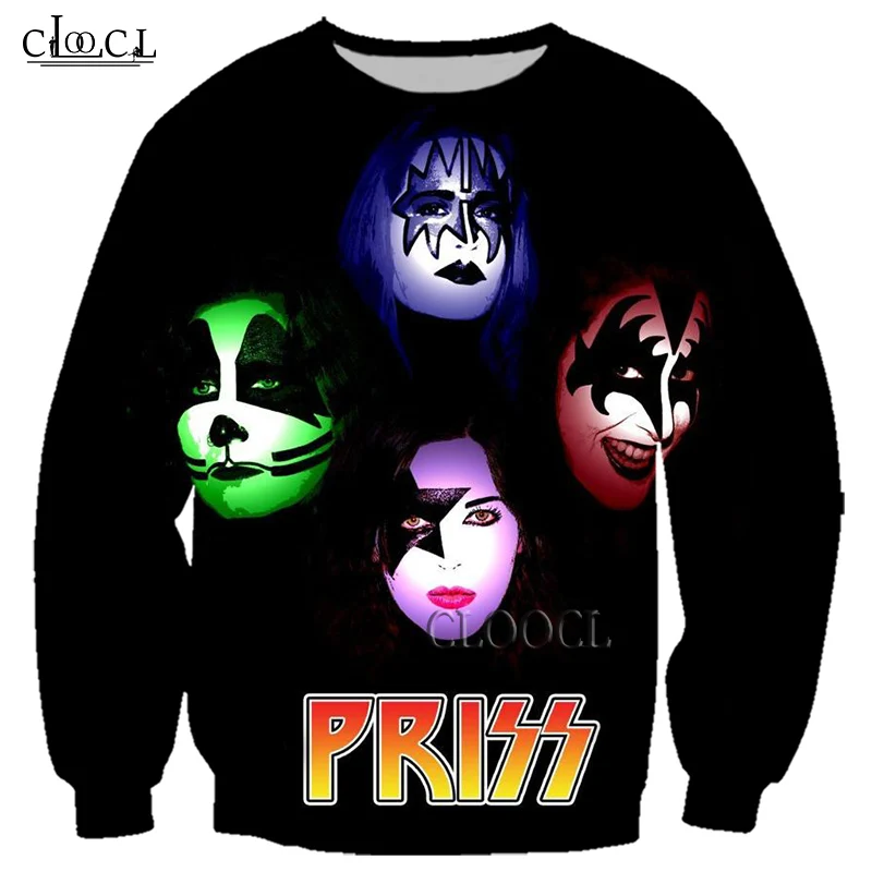 

HX Newest Rock Singer KISS Band 3D Print Men Women Sweatshirt Fashion Autumn Hip Hop Long Sleeve Harajuku Tops Drop Shipping