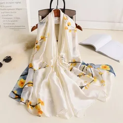 180*90cm Luxury Brand Hijab Summer Women Soft long Print Silk Scarf Lady Shawl Wrap Bandanna Beach Stoles female foulard muffler