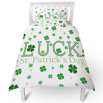 

St Patricks Day Clover Lucky Duvet Cover Pillow Case Quilt Cover Set Bedclothes Single Bedding Sets For Bed