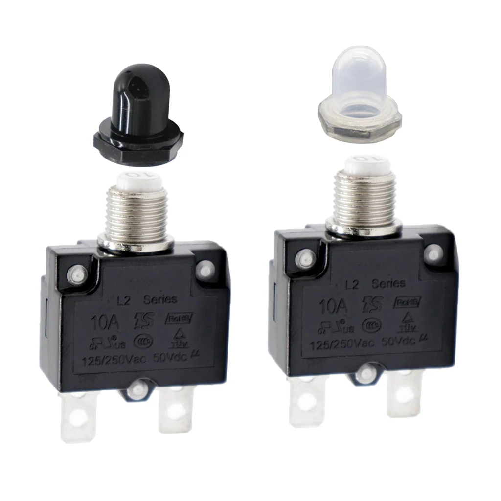 2PCS 10A Circuit Breaker Overload Protector Switch Fuse Reset AC 125/250V