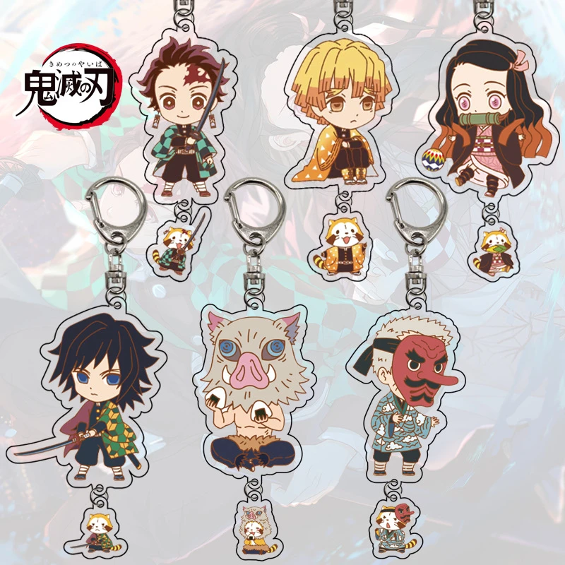 

Anime Demon Slayer Kimetsu No Yaiba Hashibira Inosuke Cosplay Prop Cartoon Keychain Kamado Nezuko Acrylic Key Chain Keyring