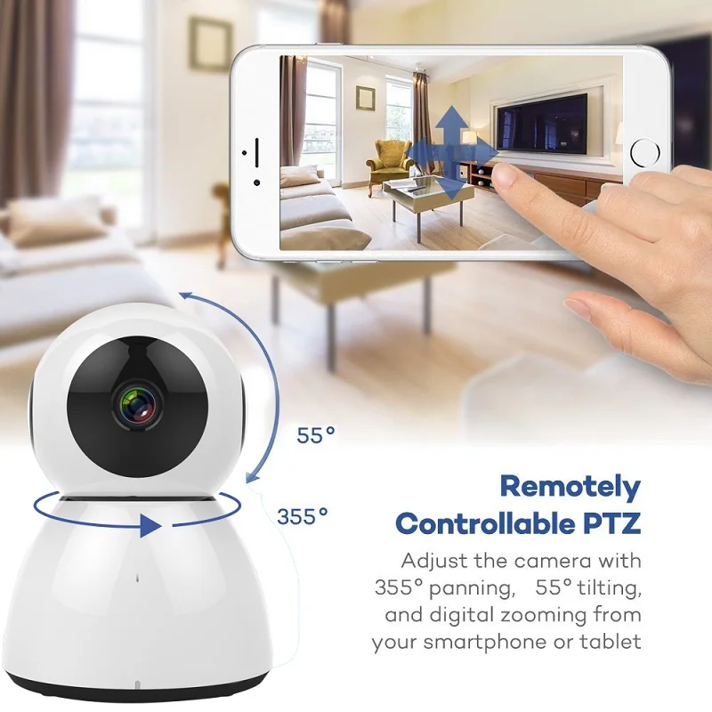 Smart Home Automation 1080P WiFi Security Wireless CCTV Robot Camera Work with Alexa Google Home Fire TV Amazon Cloud Storage