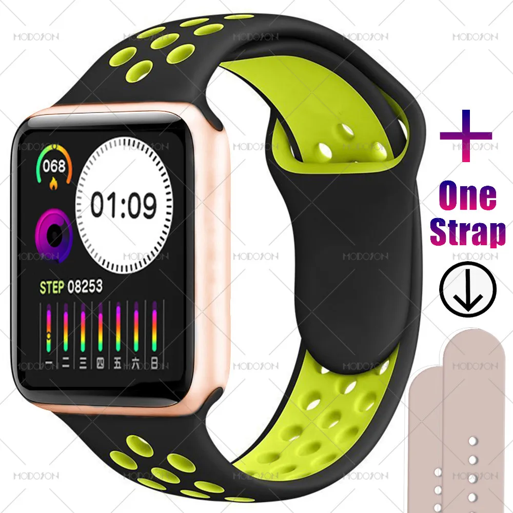 gold black yellow MODOSON умные часы iwo 12 мини серия 5 всегда яркий экран сердечный ритм Спорт Фитнес трек умные часы для Apple iphone Android - Цвет: gold black yellow