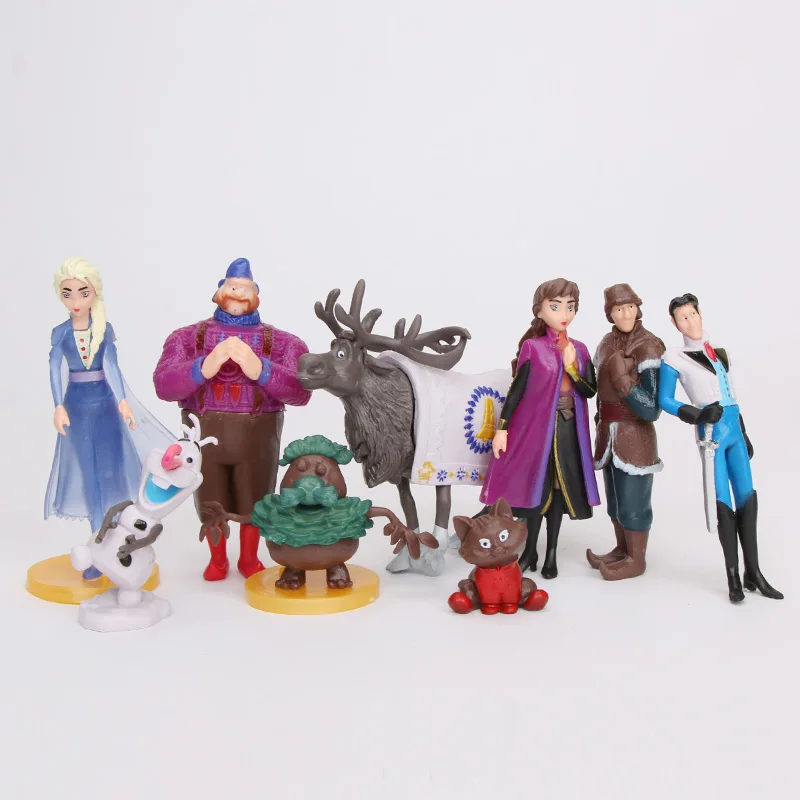 9 шт./компл. «Холодное сердце» 2 фигурку disney «Анна и Эльза» Снежная королева, Ханс, Кристофф, Олаф из мультфильма PVC Моделя с хорошим спросом Аниме подарок на день рождения
