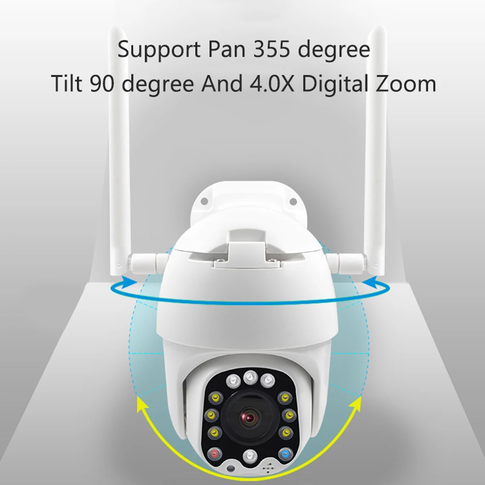 1080P облачная Wifi камера PTZ HD 4.0X цифровой зум скорость купольная камера Открытый водонепроницаемый авто слежение IP камера с сиреной светильник