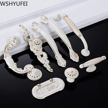 

European ivory white Zinc Alloy Cabinet Handles Kitchen Cupboard Door Pulls Drawer Knobs Fashion Furniture Handle Hardware