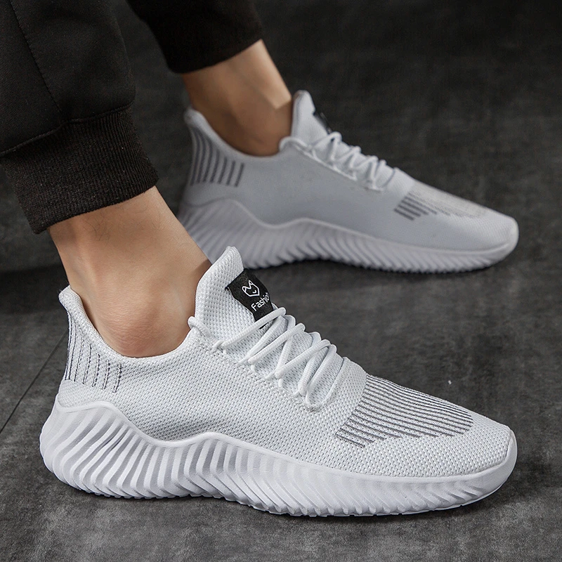 Мужские кроссовки Flyknit Дышащая повседневная мужская обувь Light Large Size Tennis Male Поддержка взрослых Dropshipping 39-47