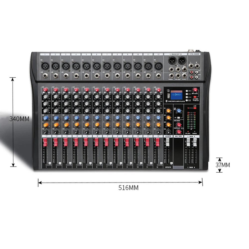 12 канальный DJ микшер звука с bluetooth USB Jack Профессиональный Live Studio караоке аудио микшерный пульт Phantom power