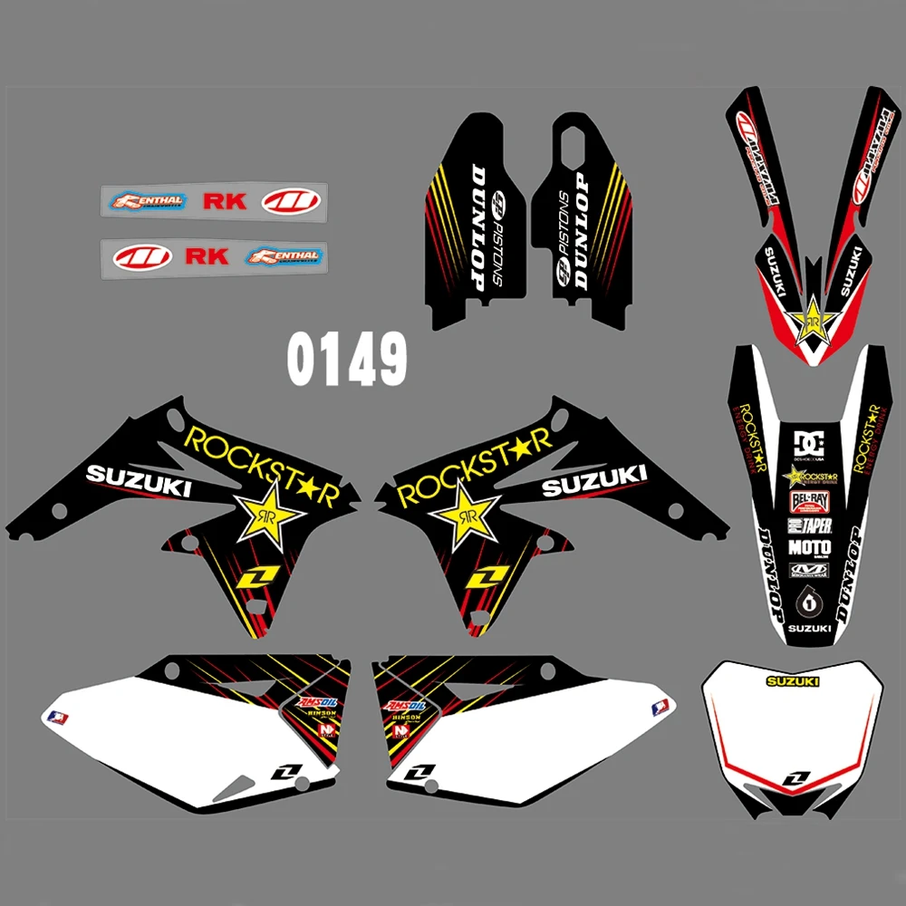 

For SUZUKI RMZ450 2008-2017 Graphics Decals Stickers Custom Number Name 3M Full Motorcycle Backgrounds Stickers Accessories