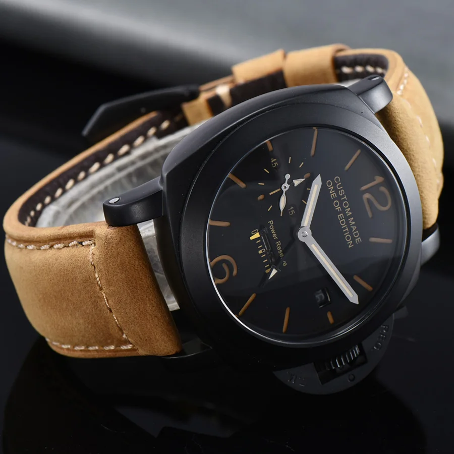 

watch men automatic mechanical watch Power reserve Luminous waterproof stainless steel Leather pvd 44MM NH133