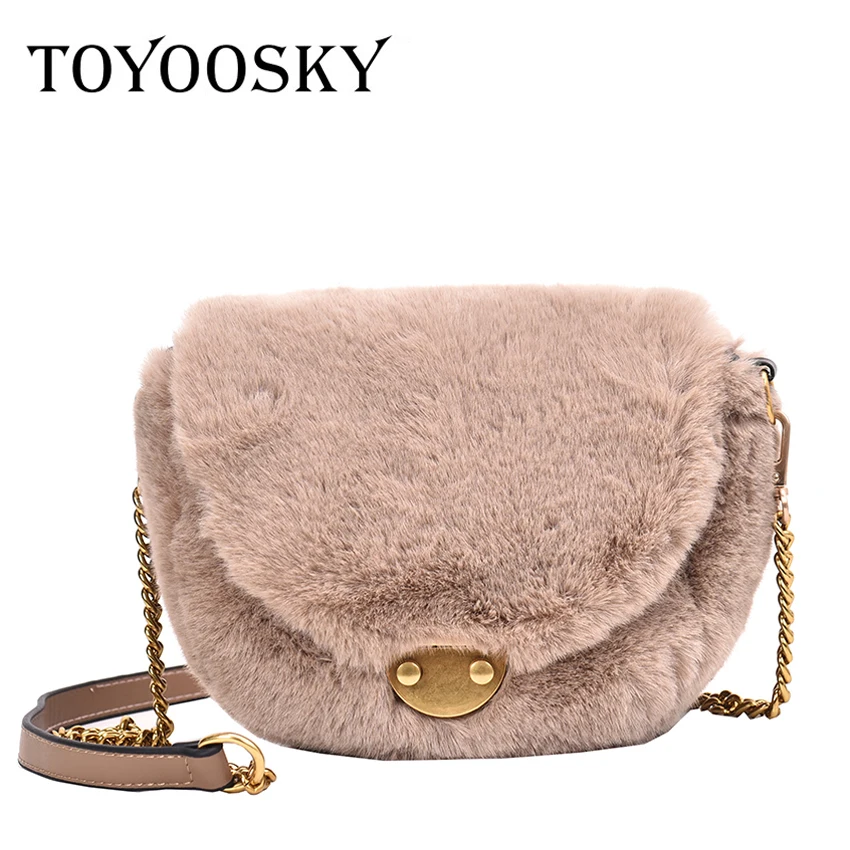TOYOOSKY, модная седельная сумка из искусственного меха, женские роскошные сумки на плечо, маленькая круглая сумочка, сумки через плечо