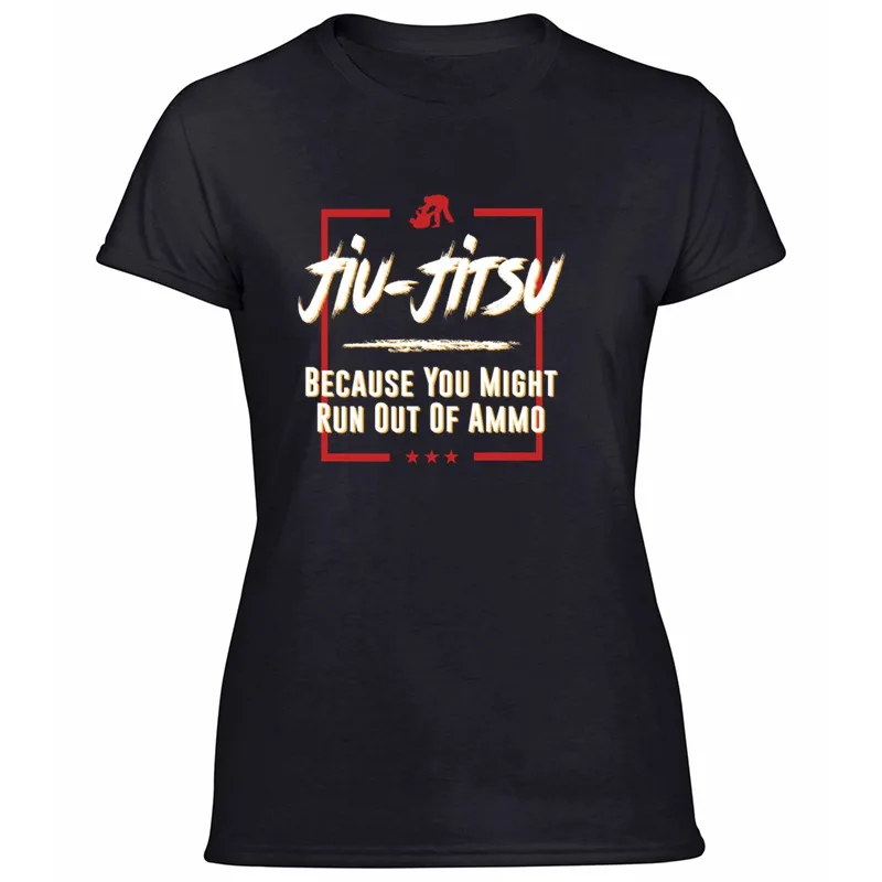 Футболка Jiu Jitsu Comical, потому что вы можете испорчить патроны, футболка Jiu, хлопок, футболка с круглым вырезом, женская футболка большого размера, S-5xl, популярная футболка - Цвет: Women-Black