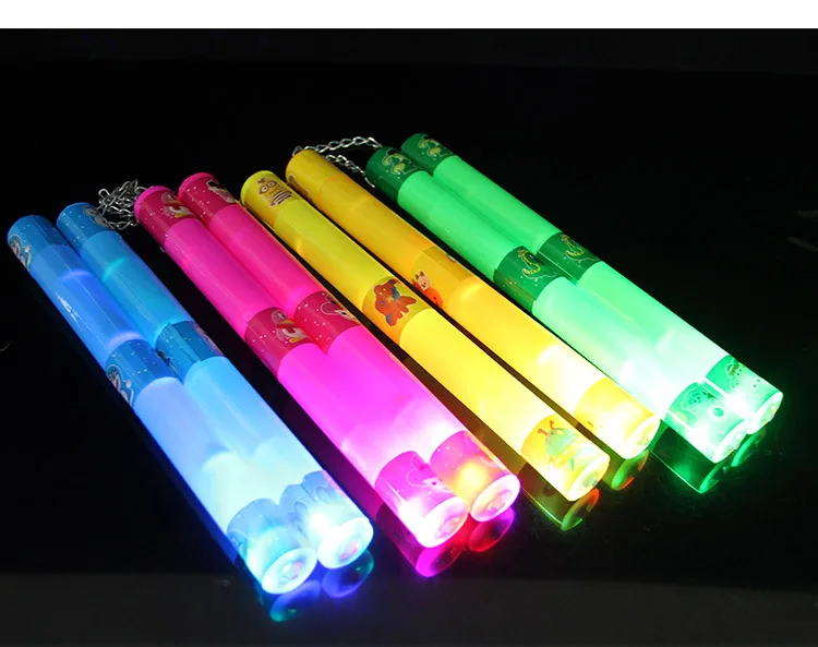 Для китайского кунг-фу Nunchaku Креативный дизайн с подсветкой Детская игрушка складные палочки Лидер продаж мальчик девочка сценические шоу подарок на праздник - Цвет: Random Color