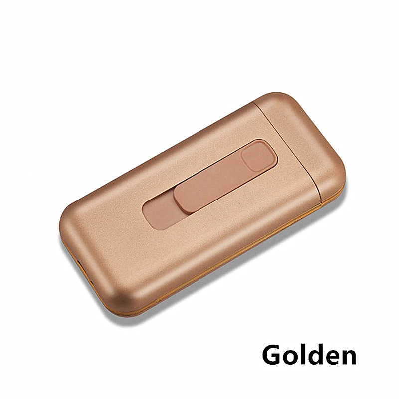 Gold Новинка, 20 шт, чехол для сигарет, коробка с USB, Электронная плазменная зажигалка, тонкая сигарета, водонепроницаемый держатель для сигарет - Цвет: Gold
