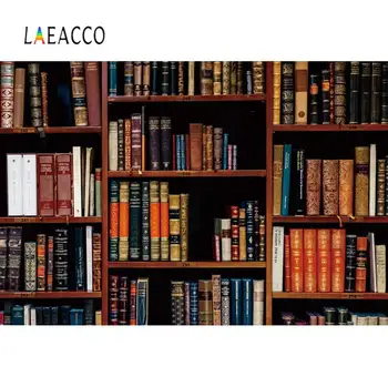 

Laeacco Old Wooden Shelf For Books Room Decor Pattern Portrait Photography Background Photo Backdrop For Photo Studio Photocall